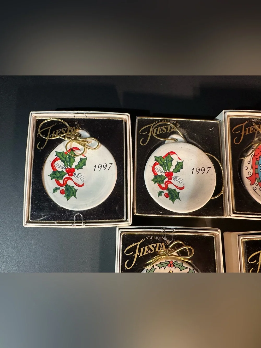 Fiesta Ware Year Ornaments Set Of 6‎ Various Years And Patterns Homer Laughlin